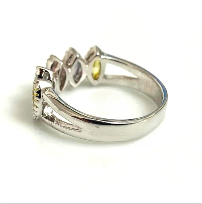 (ULP-50).925 Plata Anillo con 6 ZC en diferentes colores.