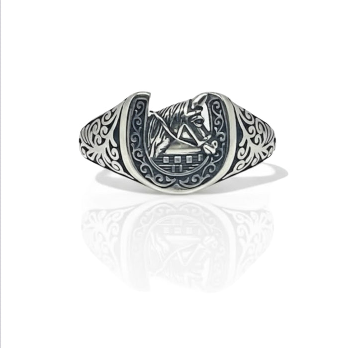 Sterling Silver Lucky Horse Horseshoe Unisex Ring-SR-06