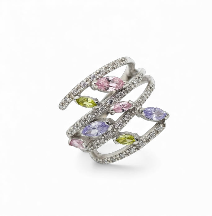 Sterling Silver Multicolor CZ Ring CL-34