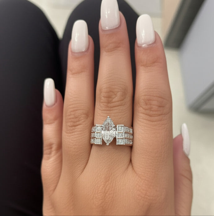 Sterling Silver Marquise CZ Engagement Ring-ER-128
