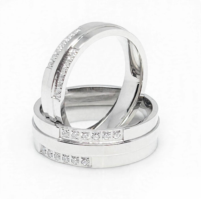 Stainless Steel Set Elegant Wedding Band-CS-09