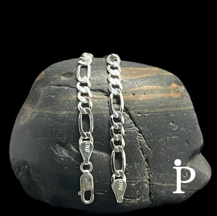 Sterling Silver Figaro Link Chain Bracelet-8.0"-SB-25