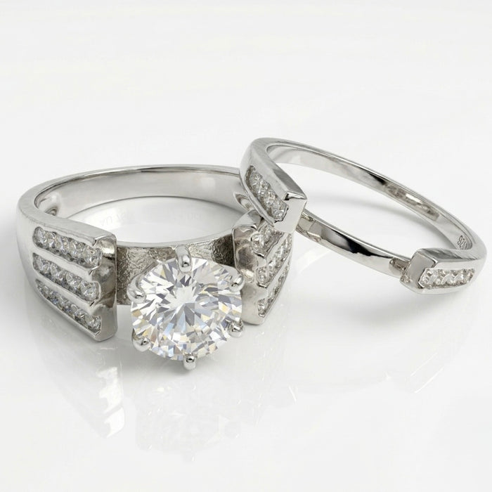 Sterling Silver CZ Engagement Ring -ER-14