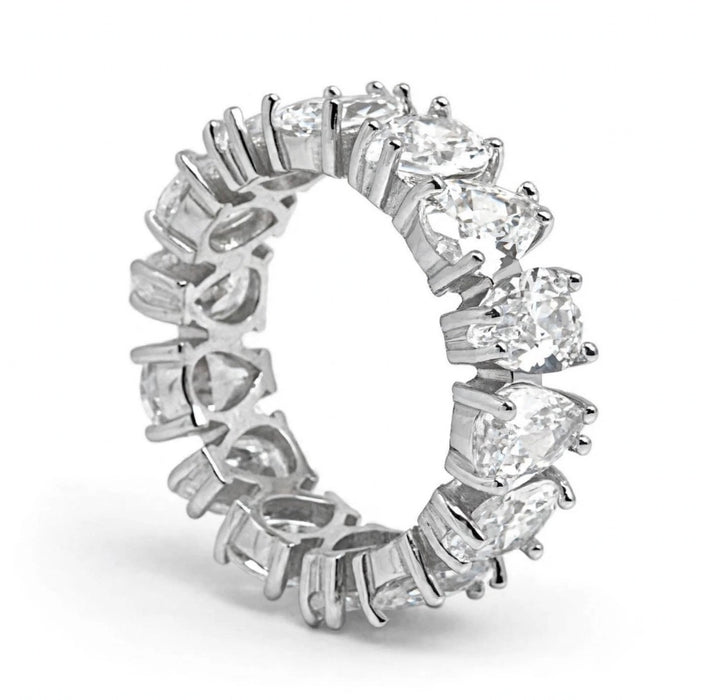 Sterling Silver Teardrop Pear Shaped Eternity Wedding Band-ER-164