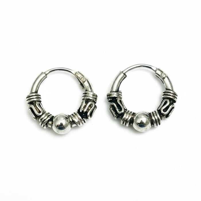 Sterling Silver 2.5mmx 9.5 mm Bali Hoop Earring -SET-52