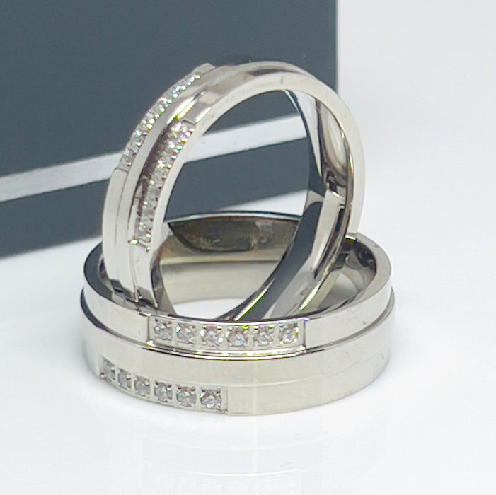 Stainless Steel Set Elegant Wedding Band-CS-09