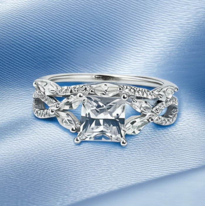 Sterling Silver CZ Engagement Set Ring-ER-157