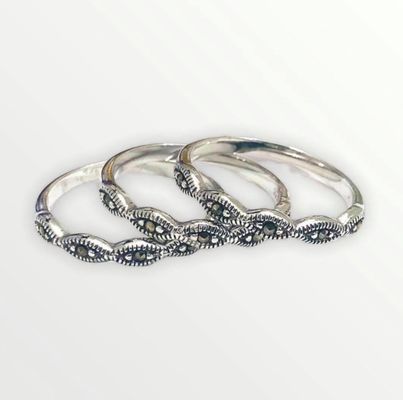 .925 Plata Triple Anillos #6 - JoyeriaParis