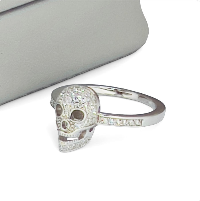 Sterling Silver Skull CZ Ring-AE-59