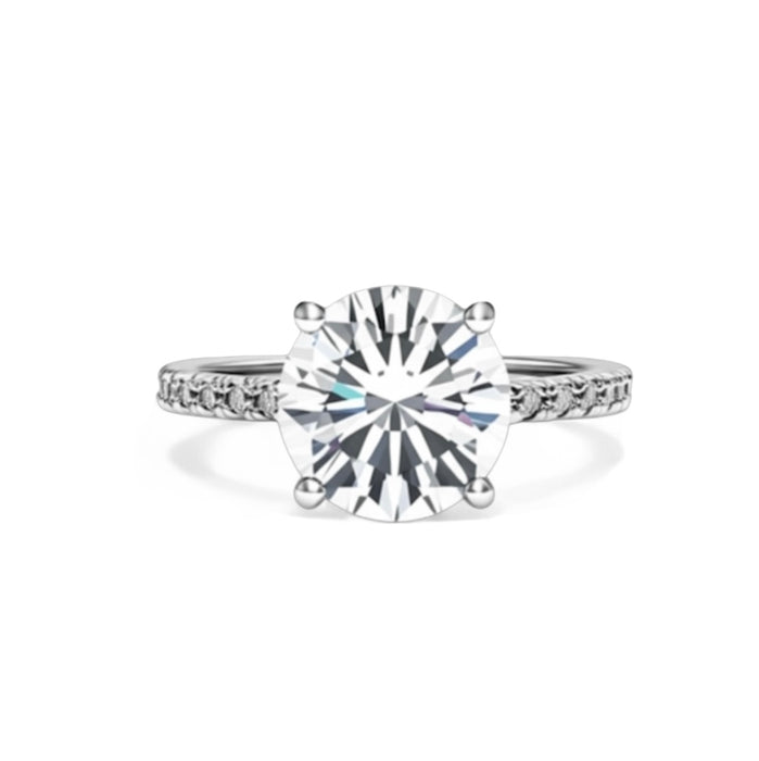 Sterling Silver Clear Round Cut Engagement CZ Ring-ER-71