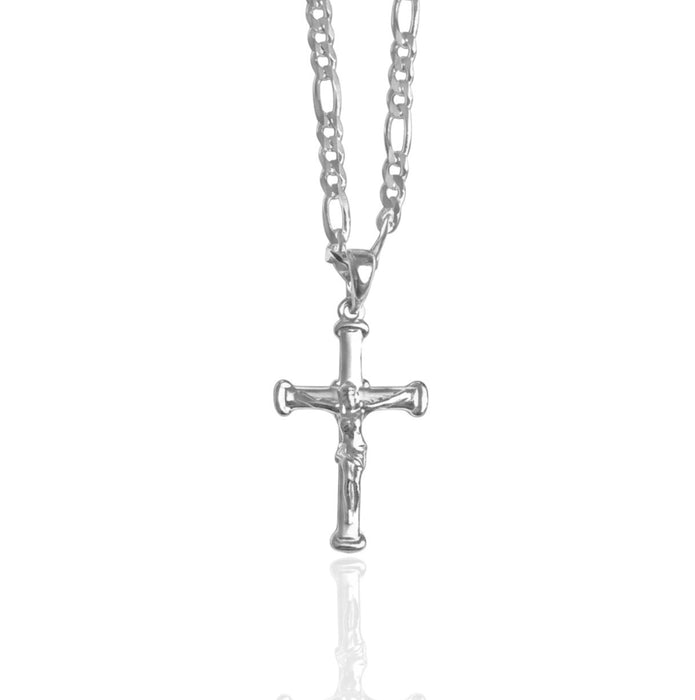 Sterling Silver Neolithic Crucifix Pendant Necklace-SN-06