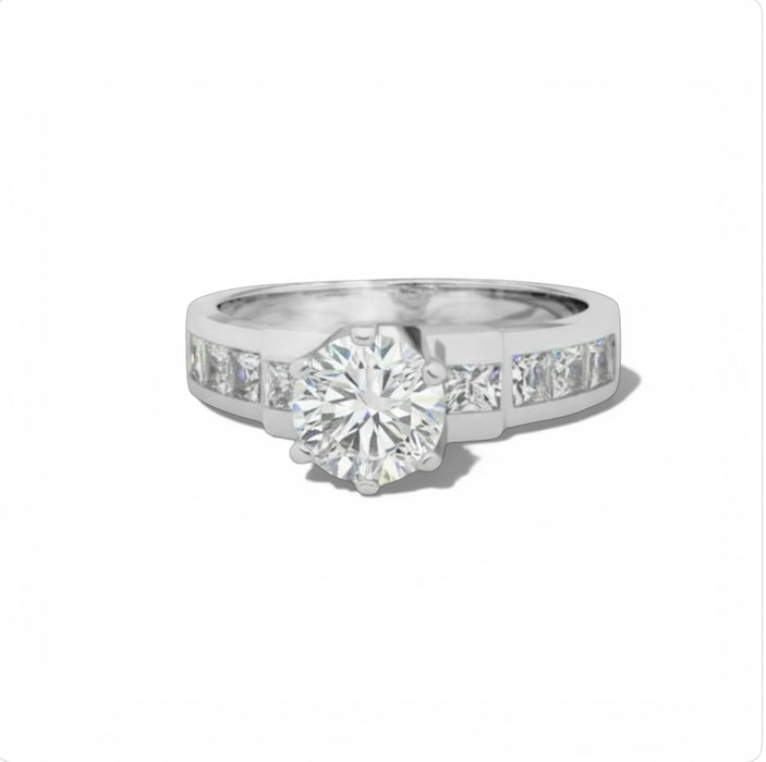Dazzling Sterling Silver Halo CZ Bridal Set-ER-120