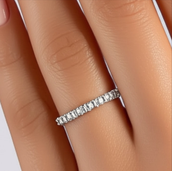 Sterling Silver Eternity Round Clear CZ Ring-ER-135