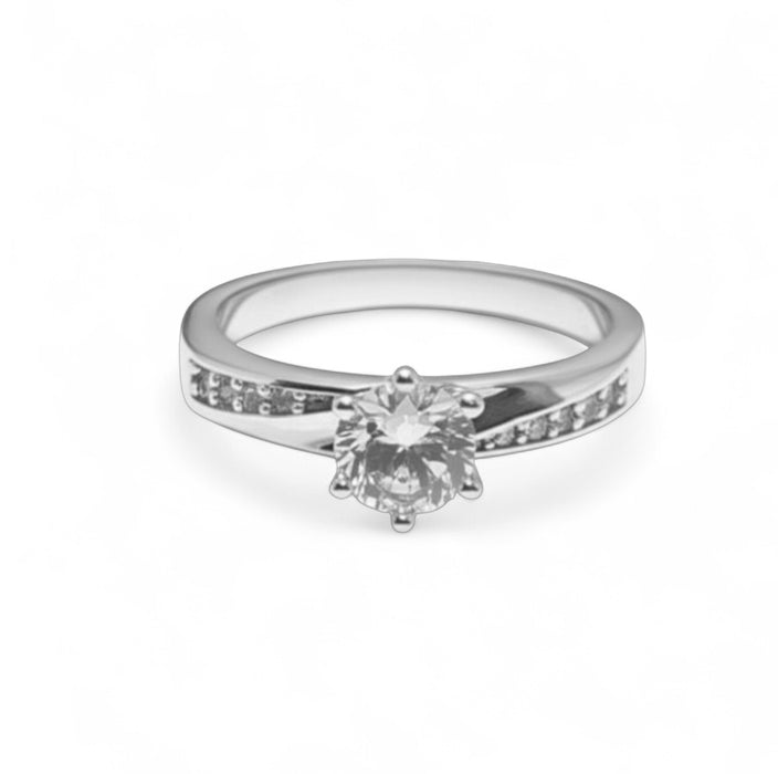 Sterling Silver CZ Engagement Set Ring-ER-154
