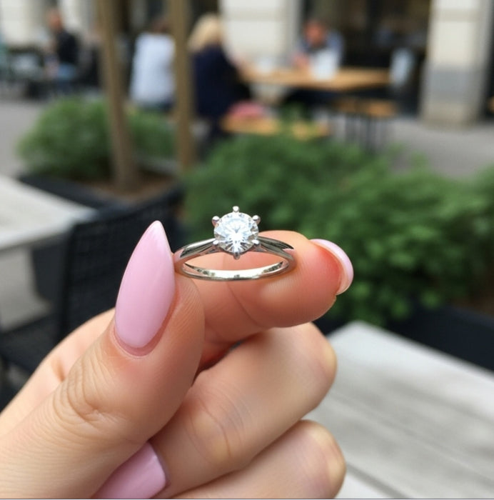 Sterling Silver Clear CZ Crown Setting Ring-ER-139