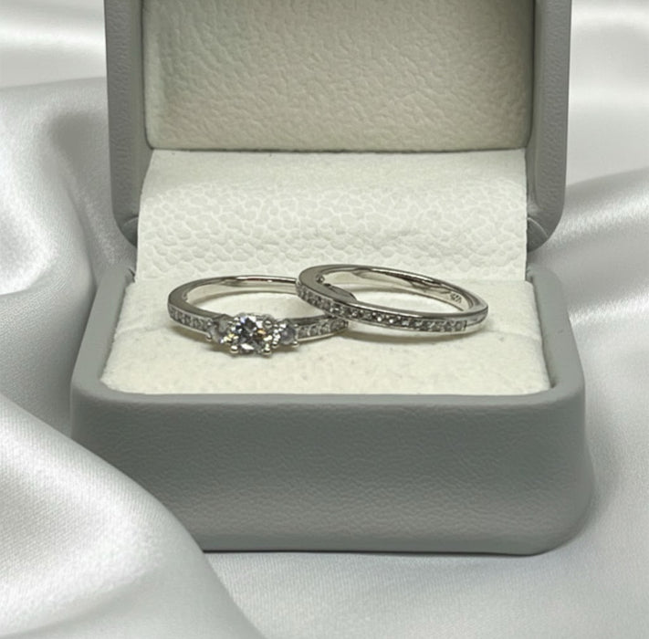 Sterling Silver Trio Wedding Ring Sets-SST-02