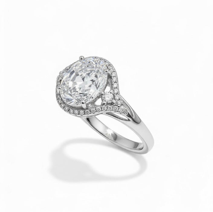 Sterling Silver Oval Halo Engagement Ring-ER-174