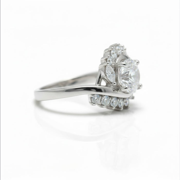 Sterling Silver Halo Swirl CZ Ring-ER-80