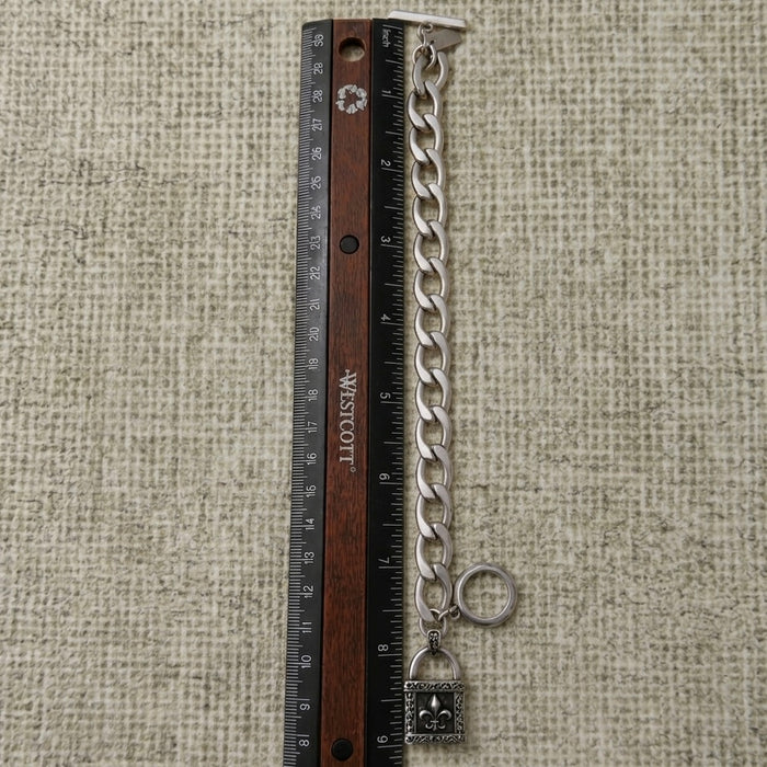Stainless Steel Fleur de Lis Padlock Bracelet-CS-56