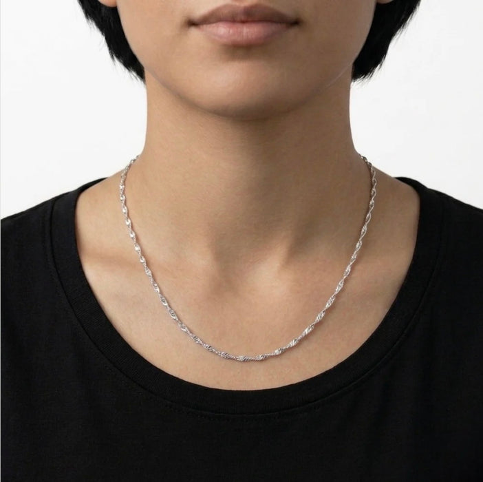 Sterling Silver Singapore Chain -22"-SC-13