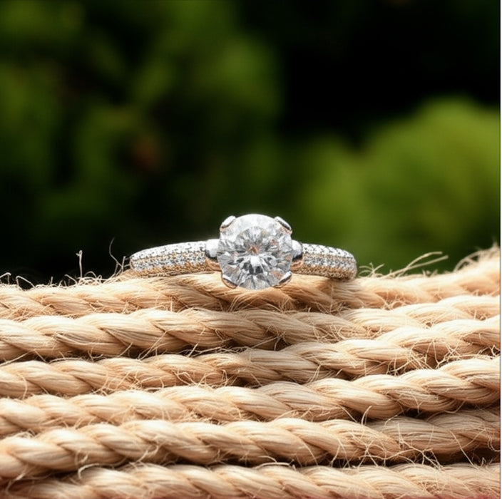 Sterling Silver Round Cut Engagement CZ Ring-ER-69