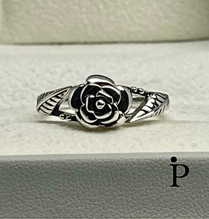 Sterling Silver Rose Flower Ring-SR-39