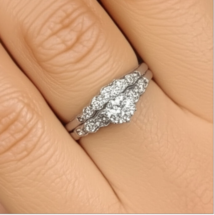 Sterling Silver CZ Engagement Set Ring-ER-119