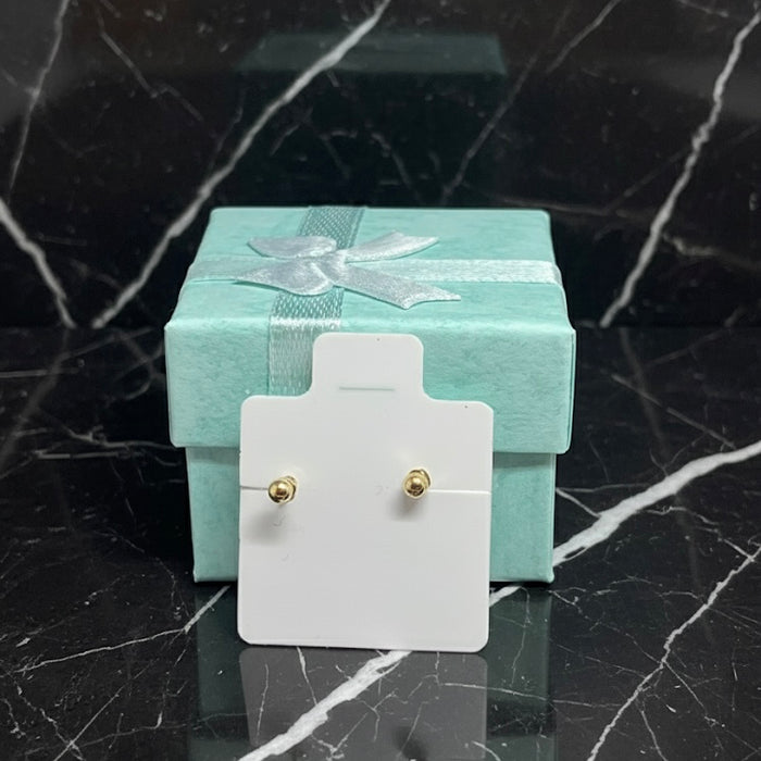 14K Yellow Gold Round Cubic Zirconia Screw Back Stud Earrings-GE-021