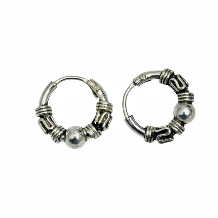 Sterling Silver 2.5mmx 9.5 mm Bali Hoop Earring -SET-52