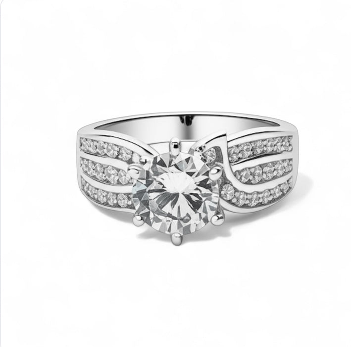 Sterling Silver CZ Engagement Ring Set-ER-112