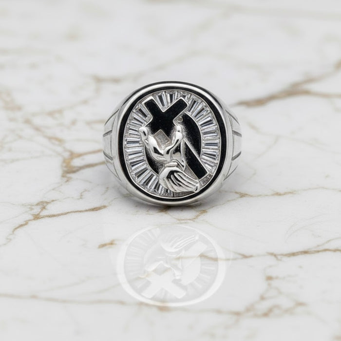 Sterling Silver Jesus Cross Loading Ring-SMR-02