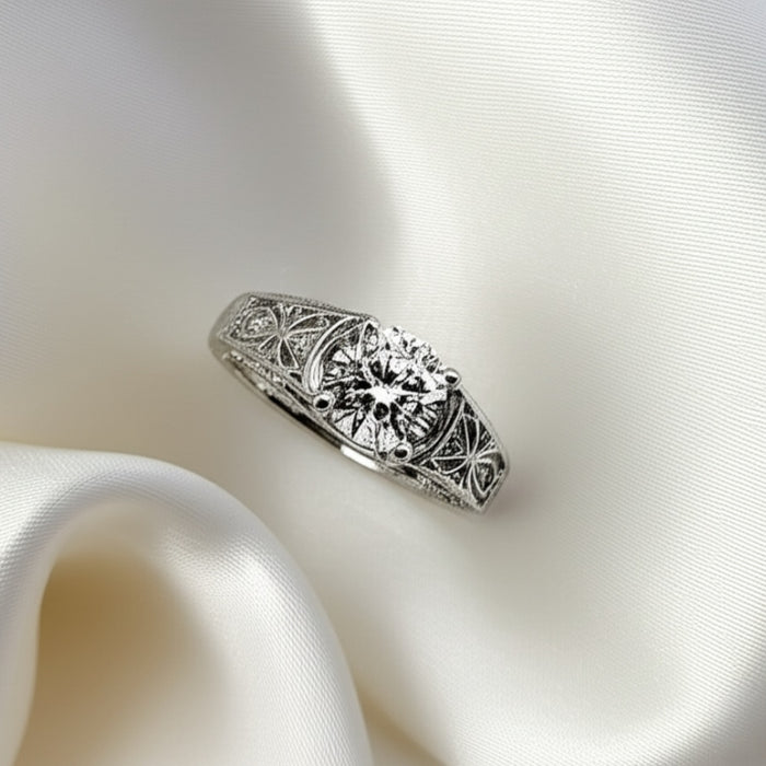 Sterling Silver Round CZ Engagement Ring-ER-59