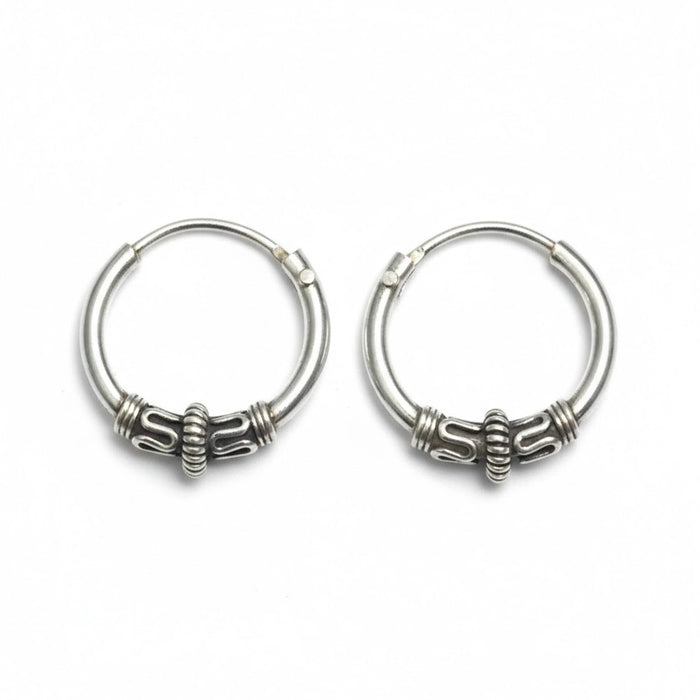 Sterling Silver 2mm x 13mm Bali Hoop Earring -SET-47