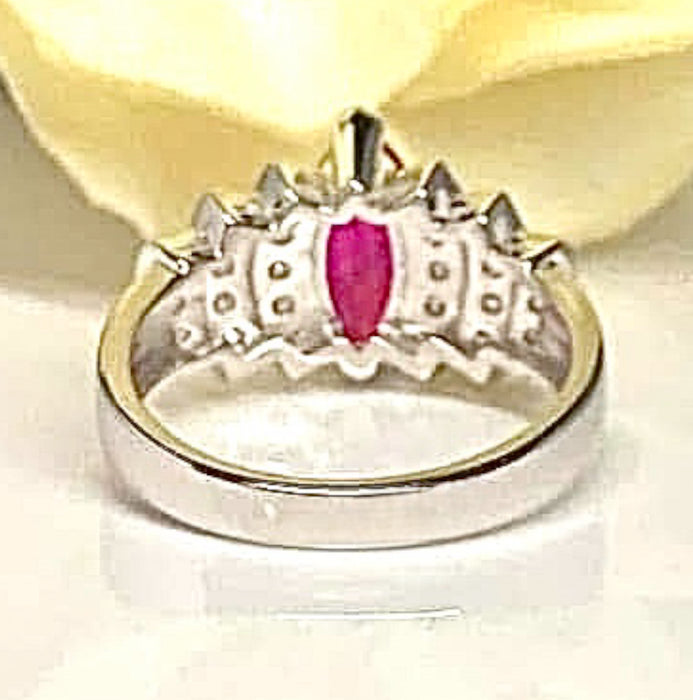 CZ Sterling Silver Ring Marquise Cut Ruby - ER- 25