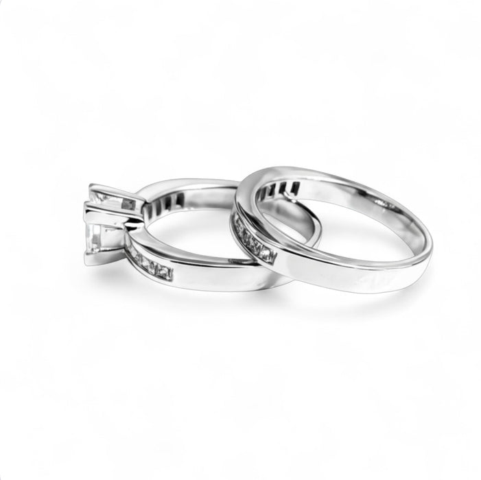 Sterling Silver 2-Piece CZ Engagement Set Ring-ER-130