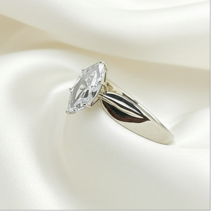 Sterling Silver Marquise Clear CZ Ring-ER-12