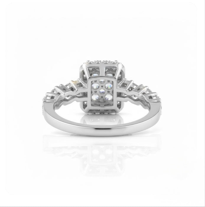 Sterling Silver CZ Halo Cluster Ring-ER-172
