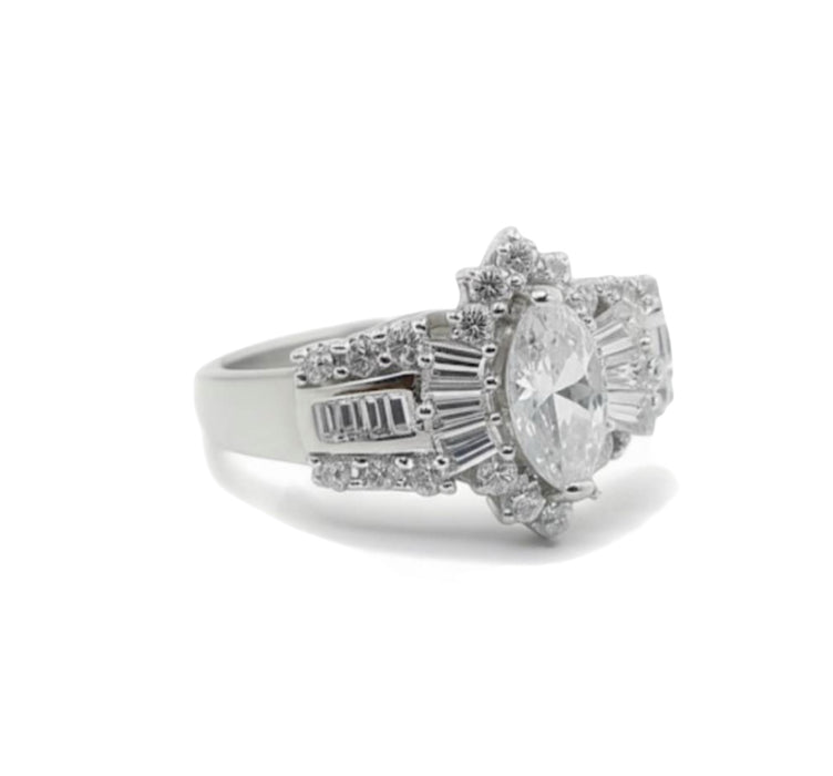 Sterling Silver Marquise CZ Engagement Ring-ER-175