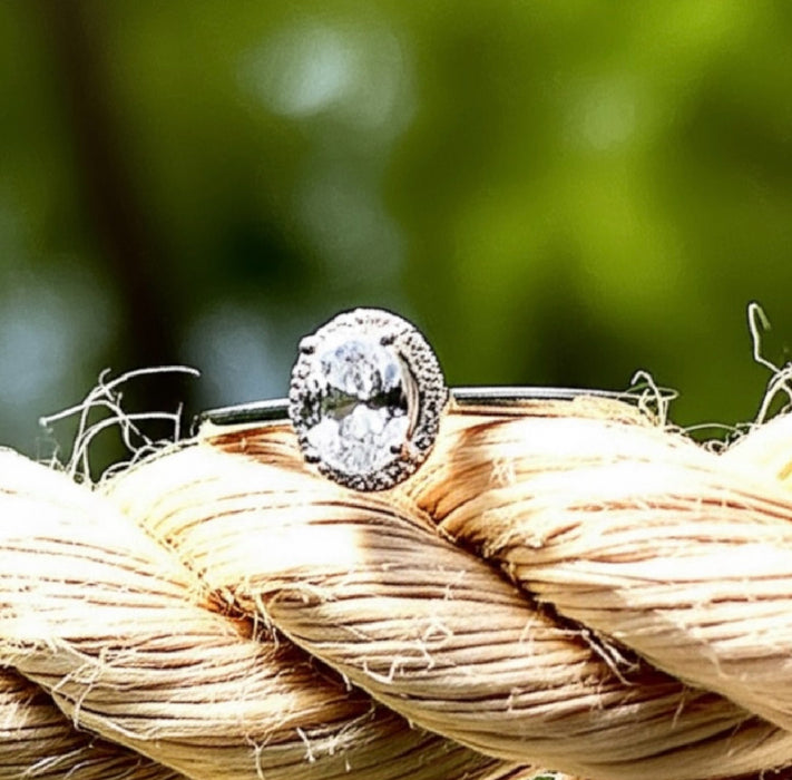 Sterling Silver Engagement Ring Oval Cut CZ-ER- 29