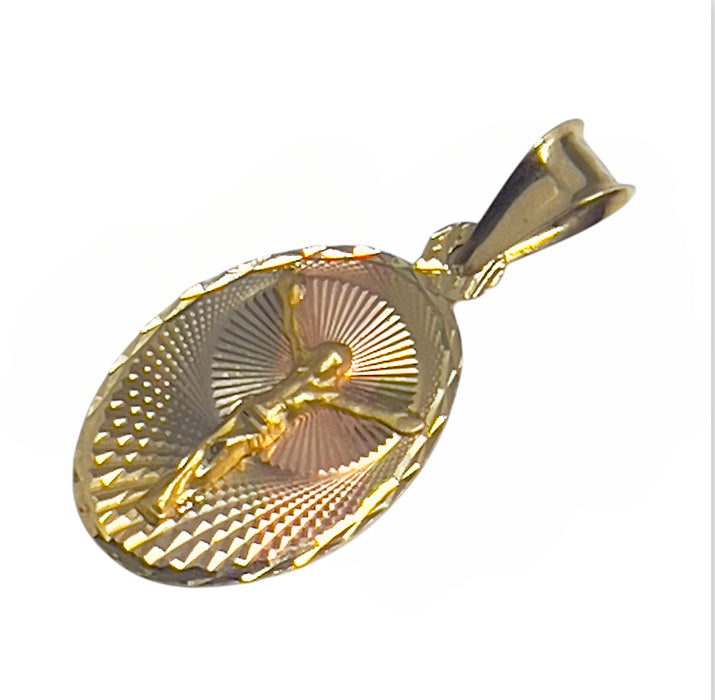 Solid Gold 14K Two-Tone Crucifixion Medal-GP-10