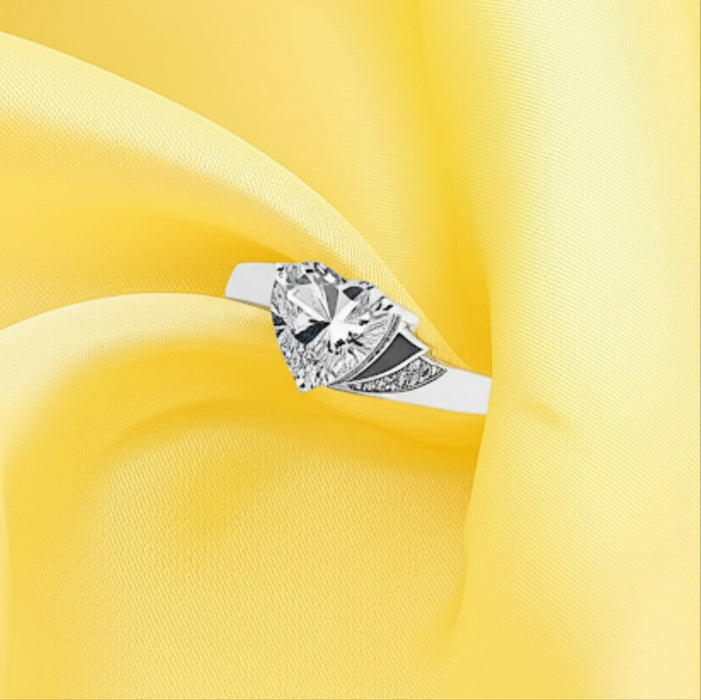 Sterling Silver Elegant Triangle Cut Clear CZ Ring  ER-08