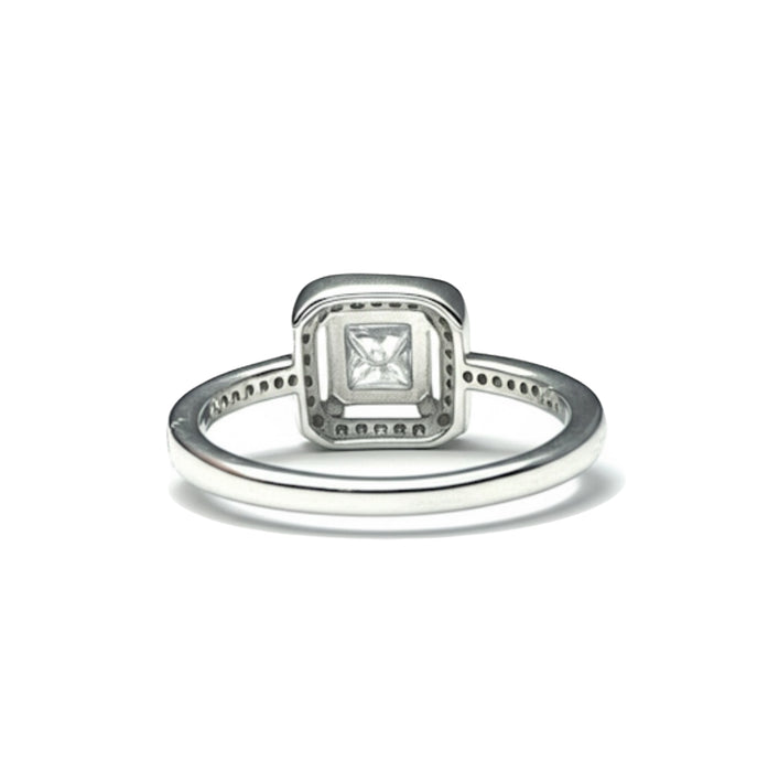 Sterling Silver Halo Brilliant Cubic Zirconia Ring-ER-127