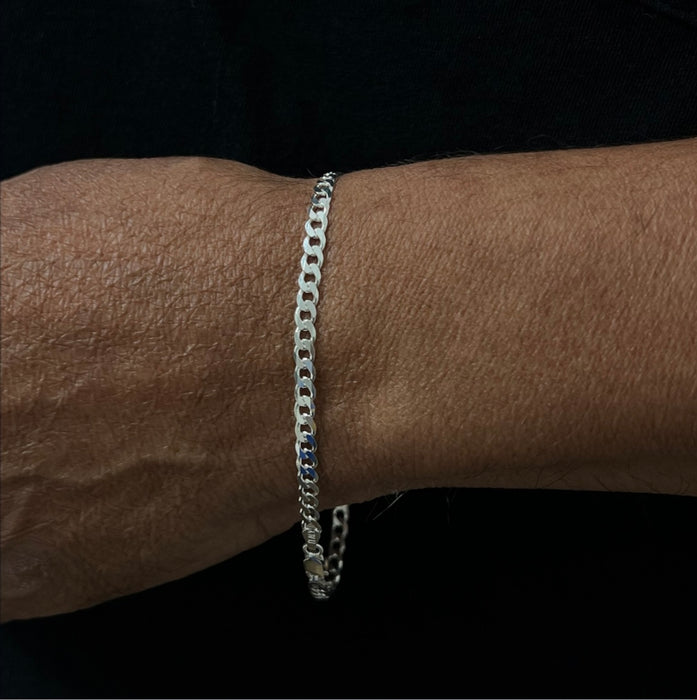Sterling Silver Curb Link Chain Bracelet-9.0"-SB-14