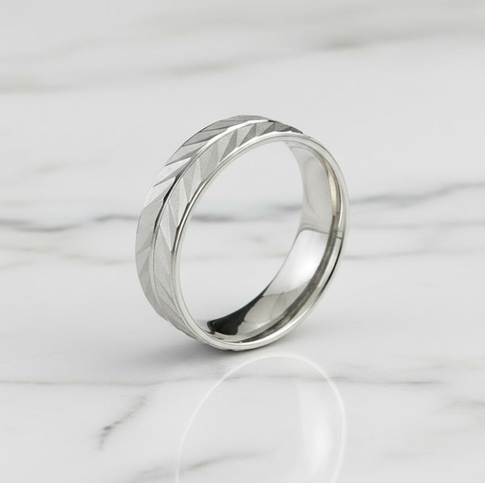 Sterling Silver Diamond Cut 2 Layer Zig Zag Wedding Band Ring-SW-21