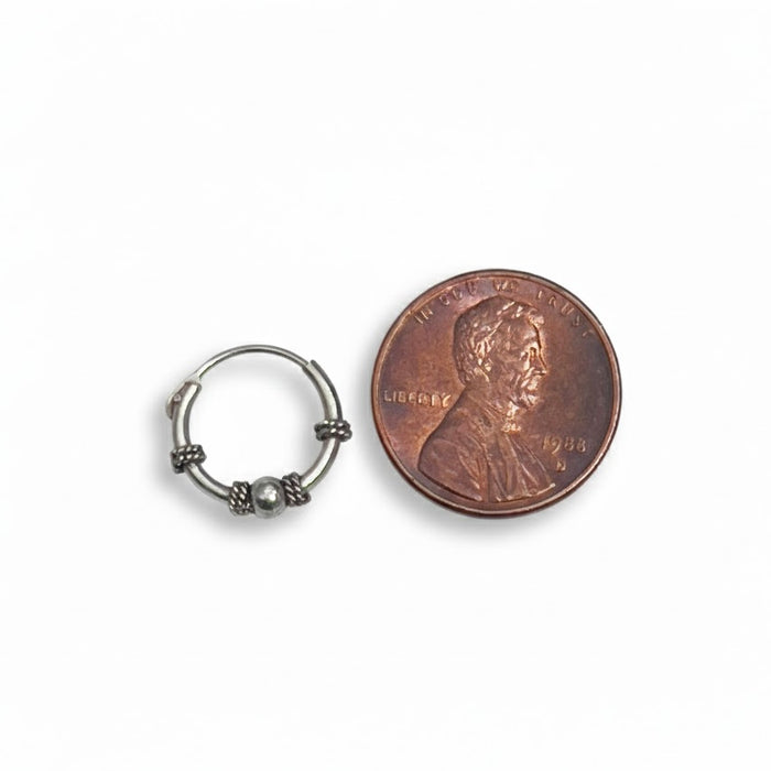 Sterling Silver 3mm x 12 mm Bali Hoop Earring-SET-50