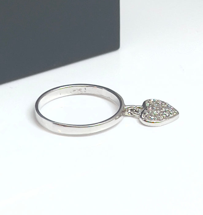 Sterling Silver Heart Charm Ring -CL-55