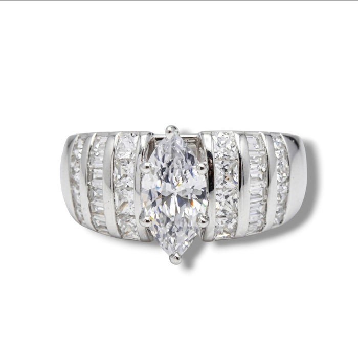 Sterling Silver Marquise Cut CZ Engagement Ring -ER-41