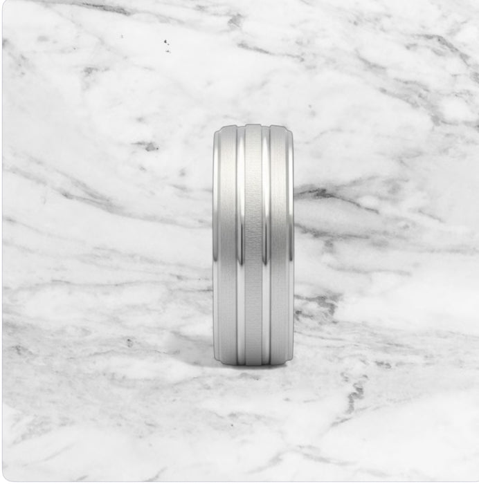 Sterling Silver Diamond Cut Triple Layer Brushed Wedding Band Ring-SW-04