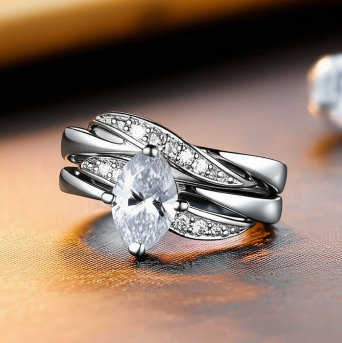 Sterling Silver CZ Baguette Cut Wedding Band Ring-ER-121