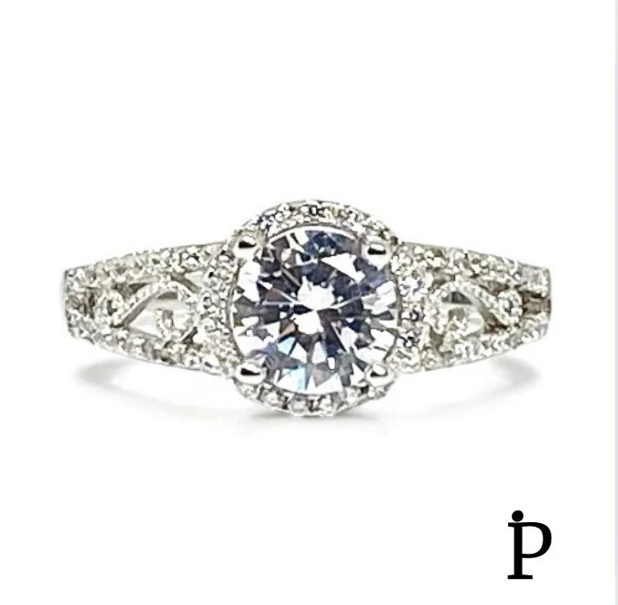 Sterling Silver Engagement CZ Ring-ER-137